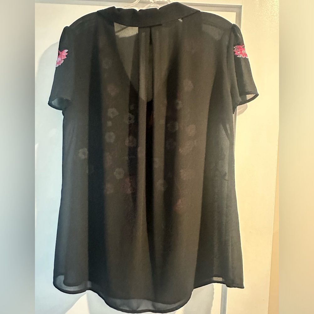 Roberto Cavalli Sheer Embroidered collared top - Picture 3 of 9